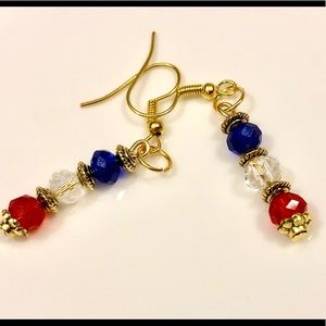 Red White Blue Earrings - Dangle Gold Stainless